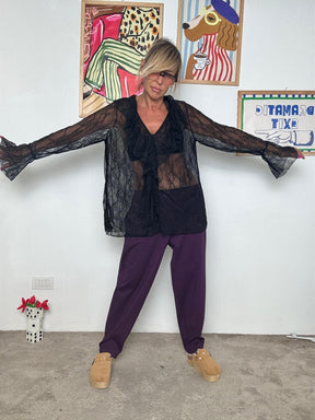 SUSY STAR - Maglia in pizzo: eleganza romantica e femminilità senza tempo nero ST250908/ NERO SUSY STAR 