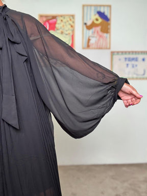 FEMALE - Abito lungo nero trasparente con maniche a sbuffo  Eleganza teatrale 86027/ NERO FEMALE 