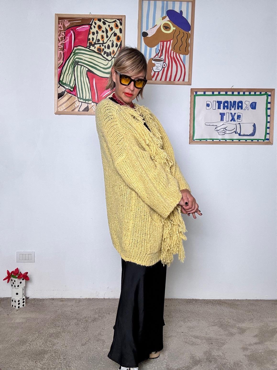 deja vu - Cardigan maxi effetto cocoon  Abbraccio di stile GIALLO A25SS602/ GIALLO DEJA VU 