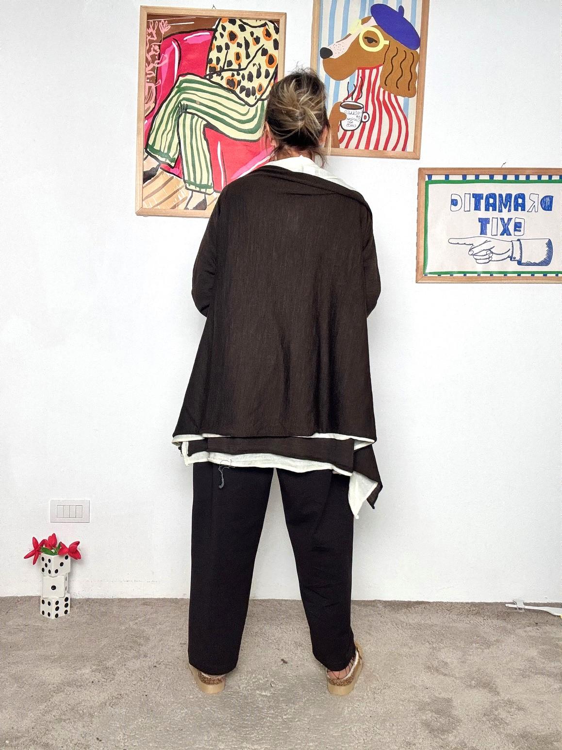 SUSY STAR - Cardigan bicolor moro e bianco STM78398/ MORO SUSY STAR 