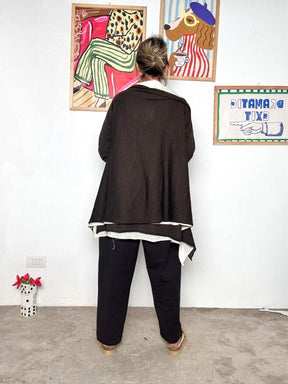 SUSY STAR - Cardigan bicolor moro e bianco STM78398/ MORO SUSY STAR 