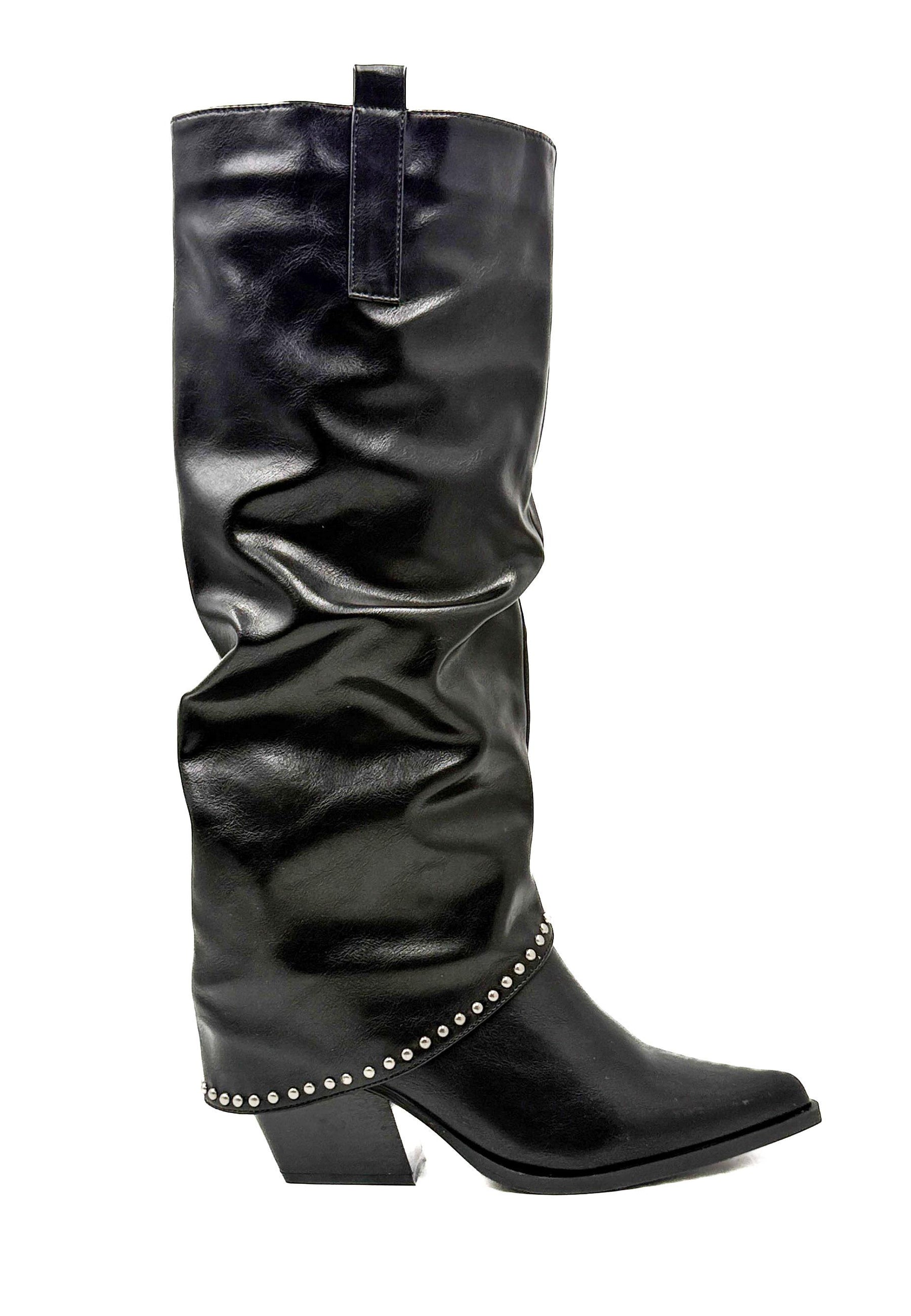 STIVALE TEXANO NERO CON BORCHIE 181204/ NERO FEMALE 