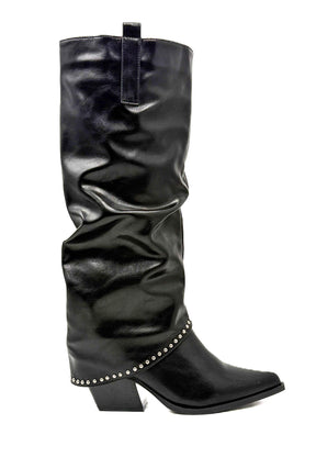 STIVALE TEXANO NERO CON BORCHIE 181204/ NERO FEMALE 