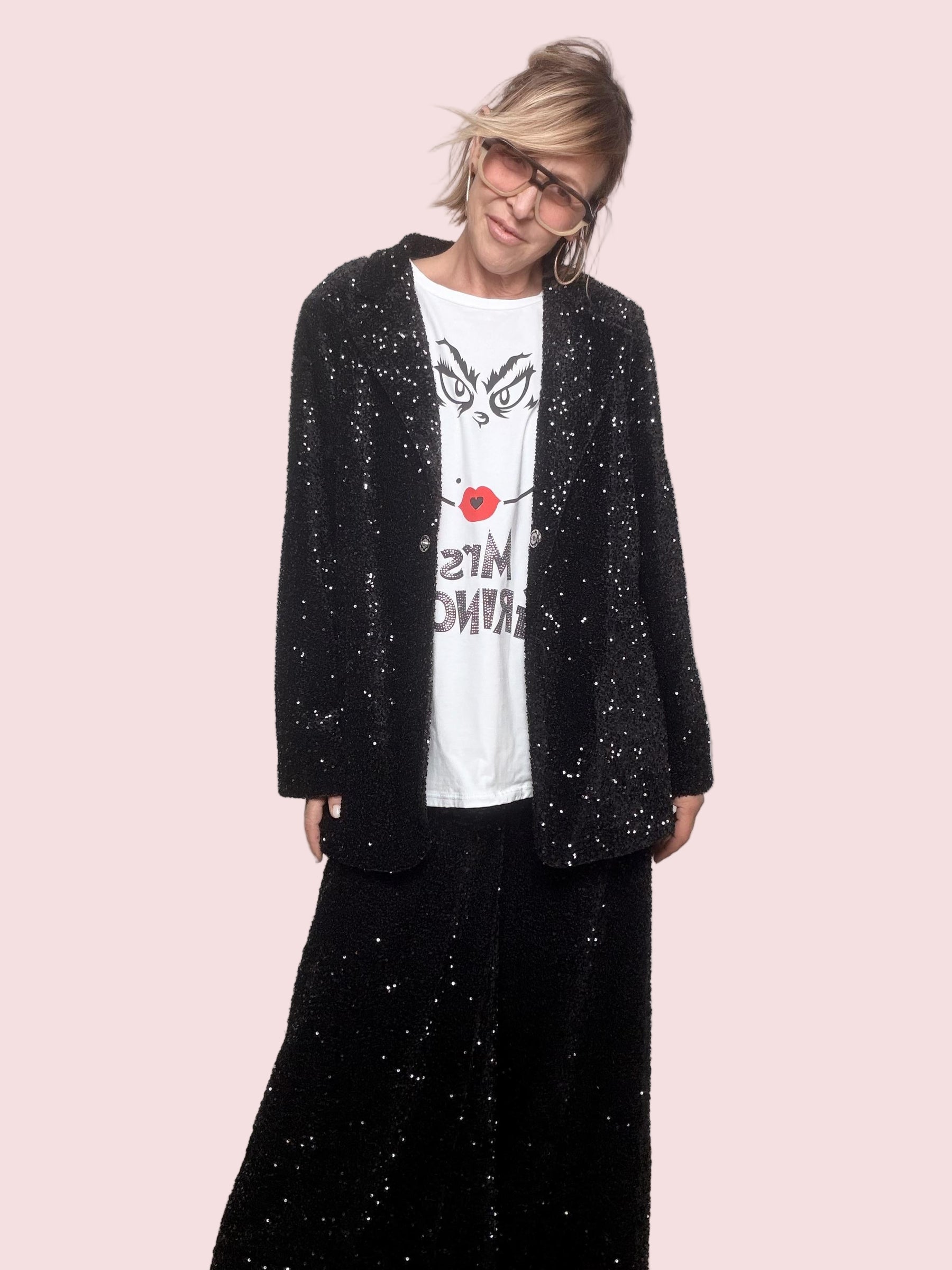 SUSY STAR - Giacca Stardust Soft  brillante, soffice e irresistibile STS7313/ NERO SUSY STAR 