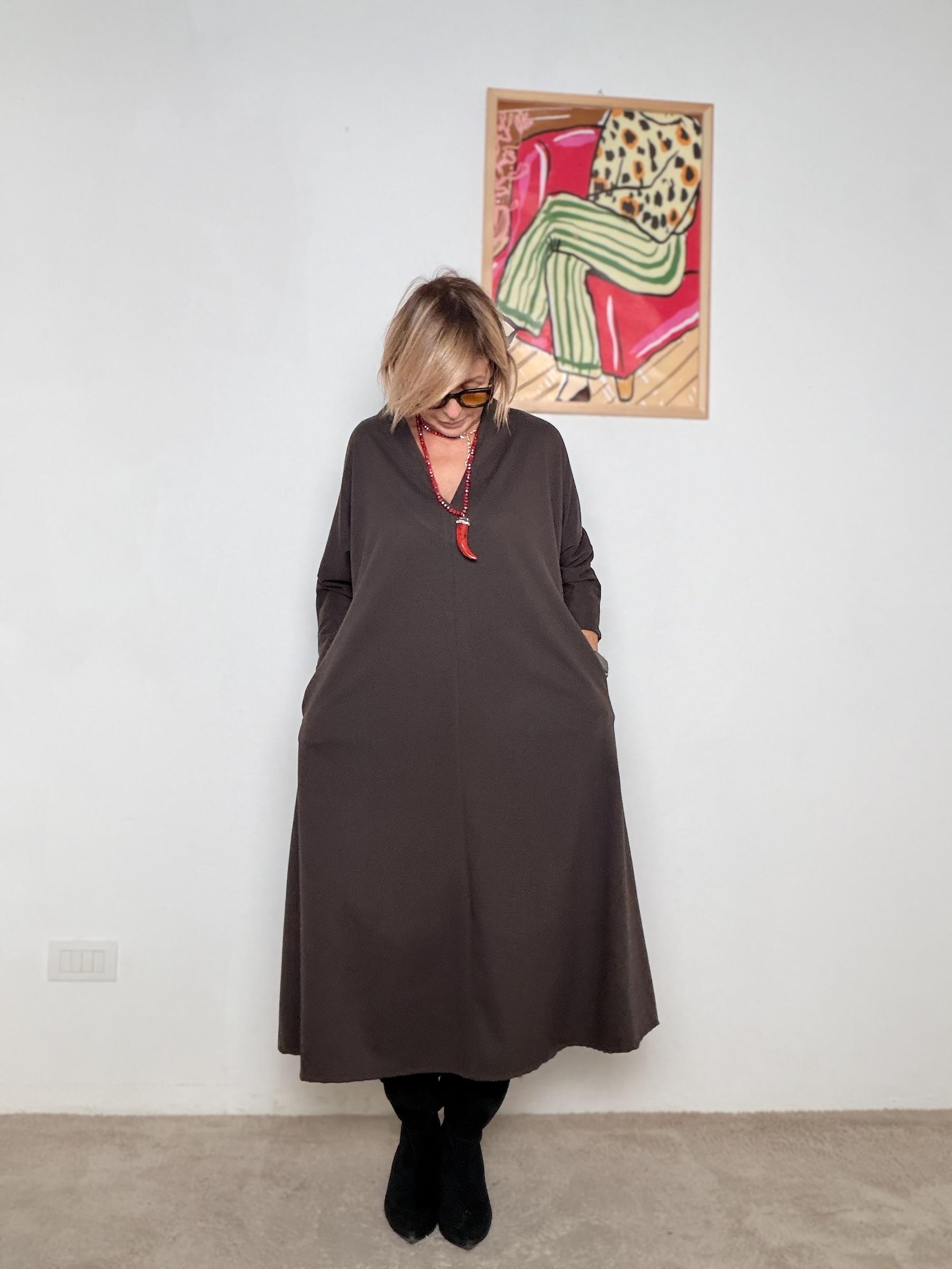 FEMALE - ABITO FLUIDA 33235ZB/ MORO FEMALE 