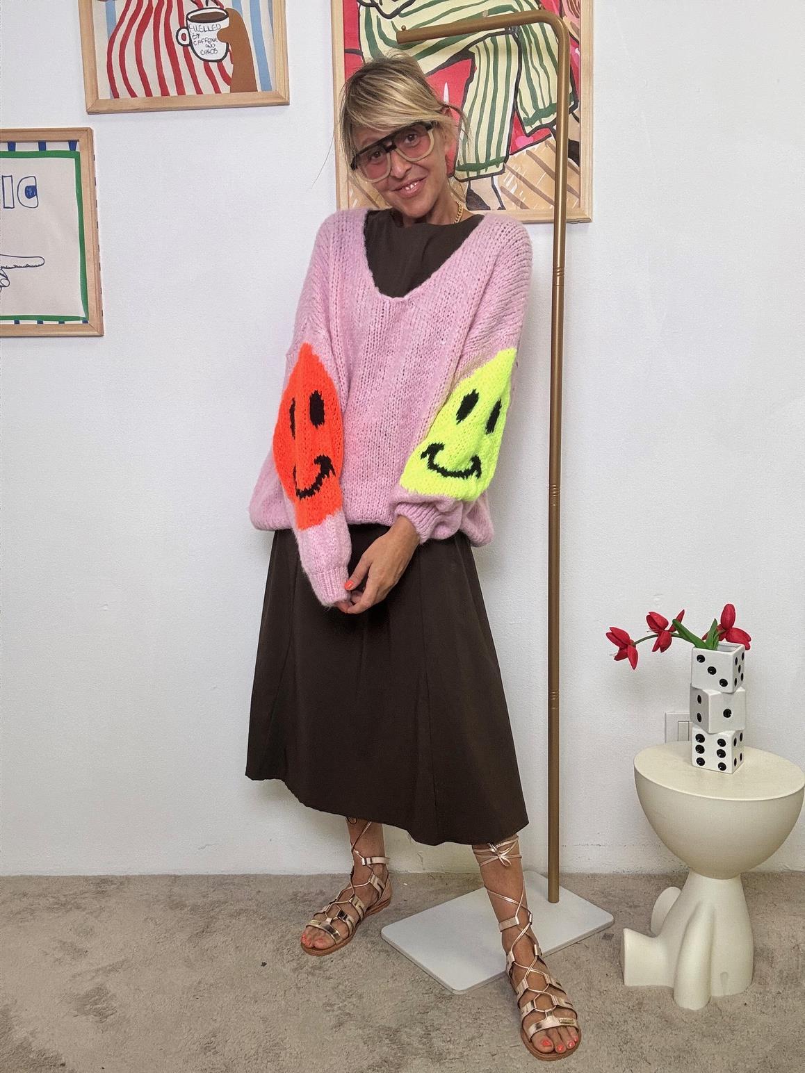 FEMALE - Maglione Oversize Happy Mood  Perché la Moda è un Gioco ROSA CM1632-SMILE/ ROSA FEMALE 