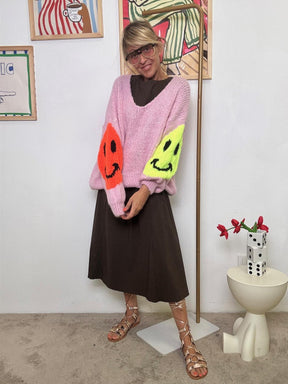 FEMALE - Maglione Oversize Happy Mood  Perché la Moda è un Gioco ROSA CM1632-SMILE/ ROSA FEMALE 