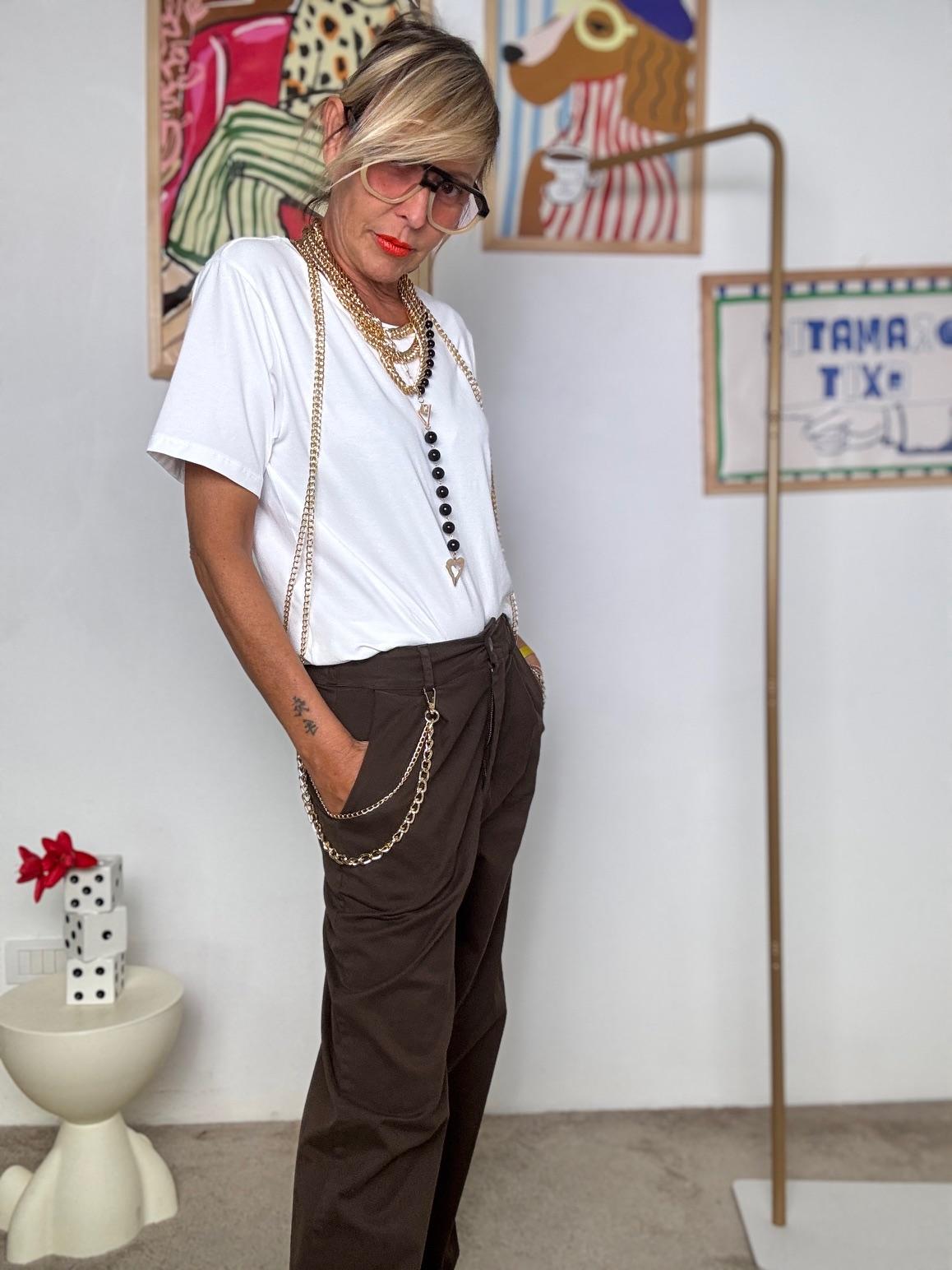 SUSY MIX - Pantaloni a gamba larga  Marrone scuro I253152/ MORO SUSY MIX 