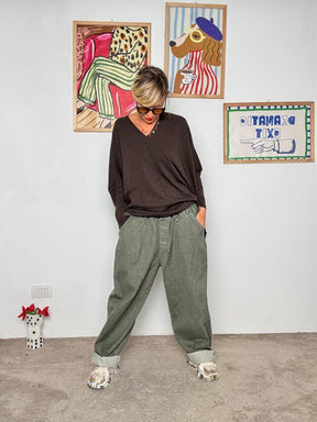 SUSY STAR - Jeans ampi tinto capo verde STP20985/ VERDE SUSY STAR 