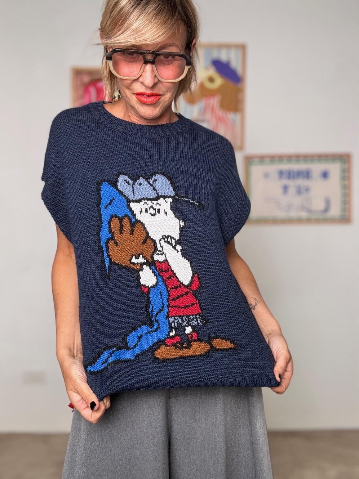 SOUVENIR - Gilet Funny Mood BLU F38P1033/ BLU SOUVENIR 