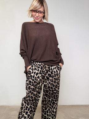 FEMALE - Pantalone leopardato oversize donna  stile casual e grintoso STP20948/ NERO SUSY STAR 