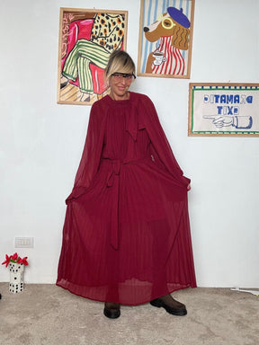 FEMALE - Abito lungo vino trasparente con maniche a sbuffo  Eleganza teatrale 86027/ VINO FEMALE 