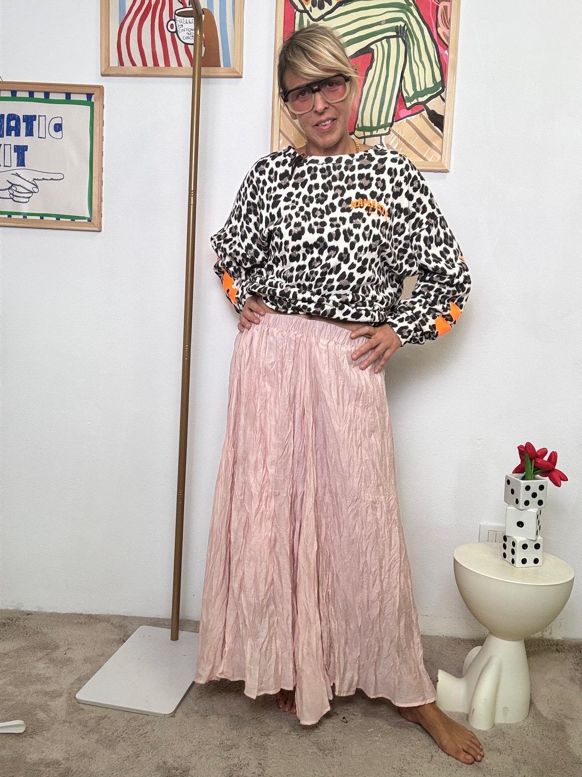 FEMALE - Gonna Lunga Plissé Effetto Stropicciato  Libertà di Movimento, Stile Naturale ROSA W5852/ ROSA FEMALE 