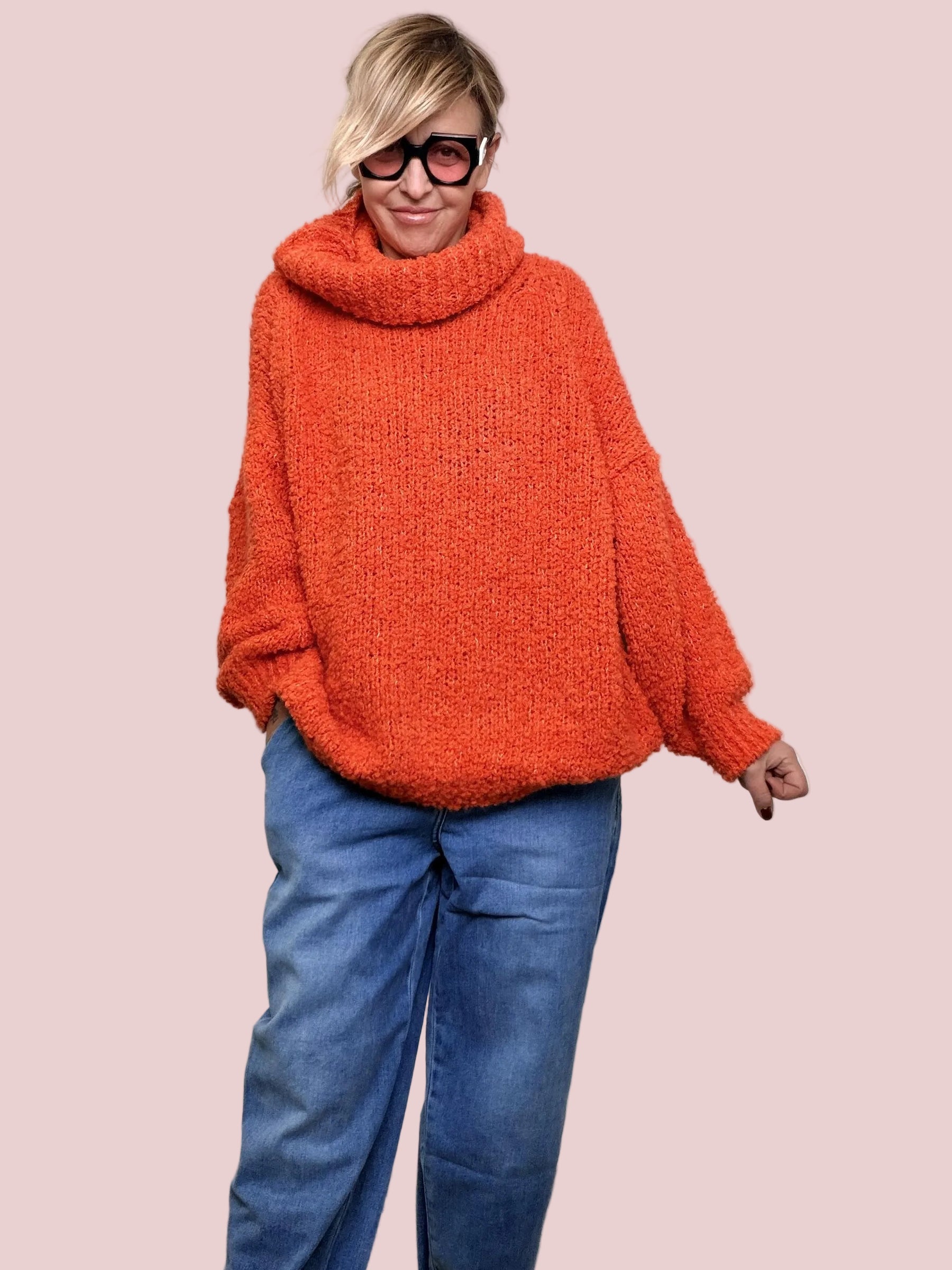 FEMALE - MAXI MAGLIA NUVOLETTA SOFT  il pullover che ti avvolge con leggerezza 9633/ ARANCIO FEMALE 