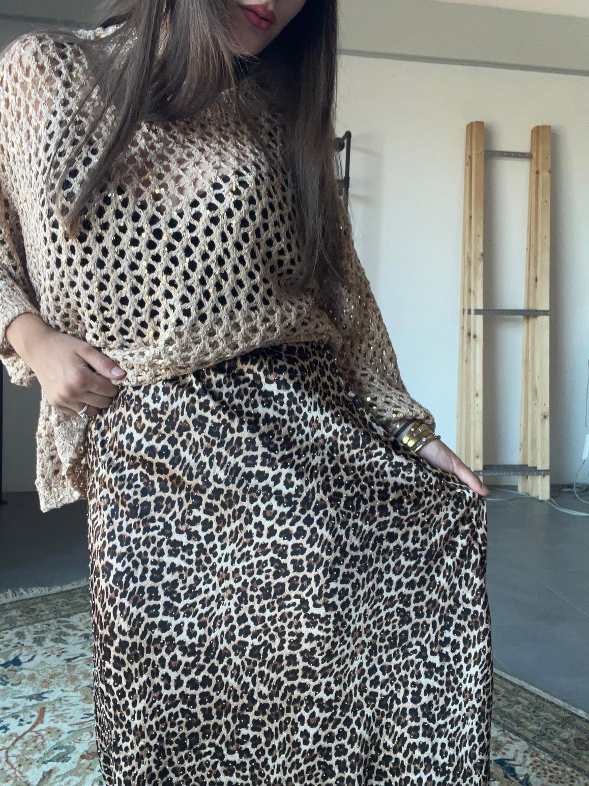 FEMALE_ Gonna animalier con balza in pizzo "Wild & Chic" 38165ZGTZBW/ ANIMALIER FEMALE 