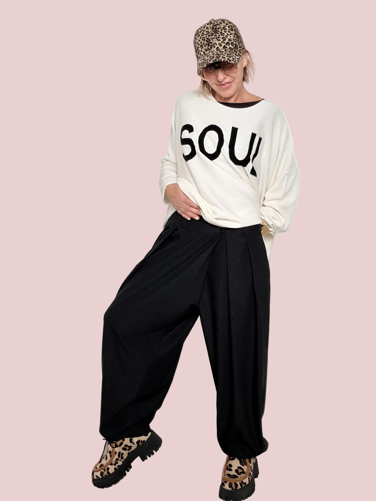 SUSY STAR - Pantalone Cocoon SofT LUREX NERO STS7317/ NERO SUSY STAR 