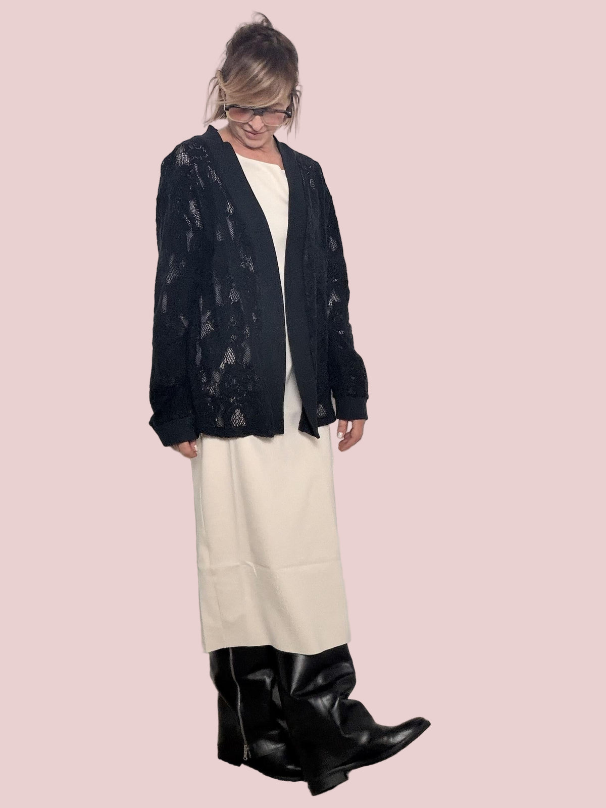 DEJA VU - Cardigan Lace Soft  romantico, leggero e super raffinata A25RH611/ NERO DEJA VU 