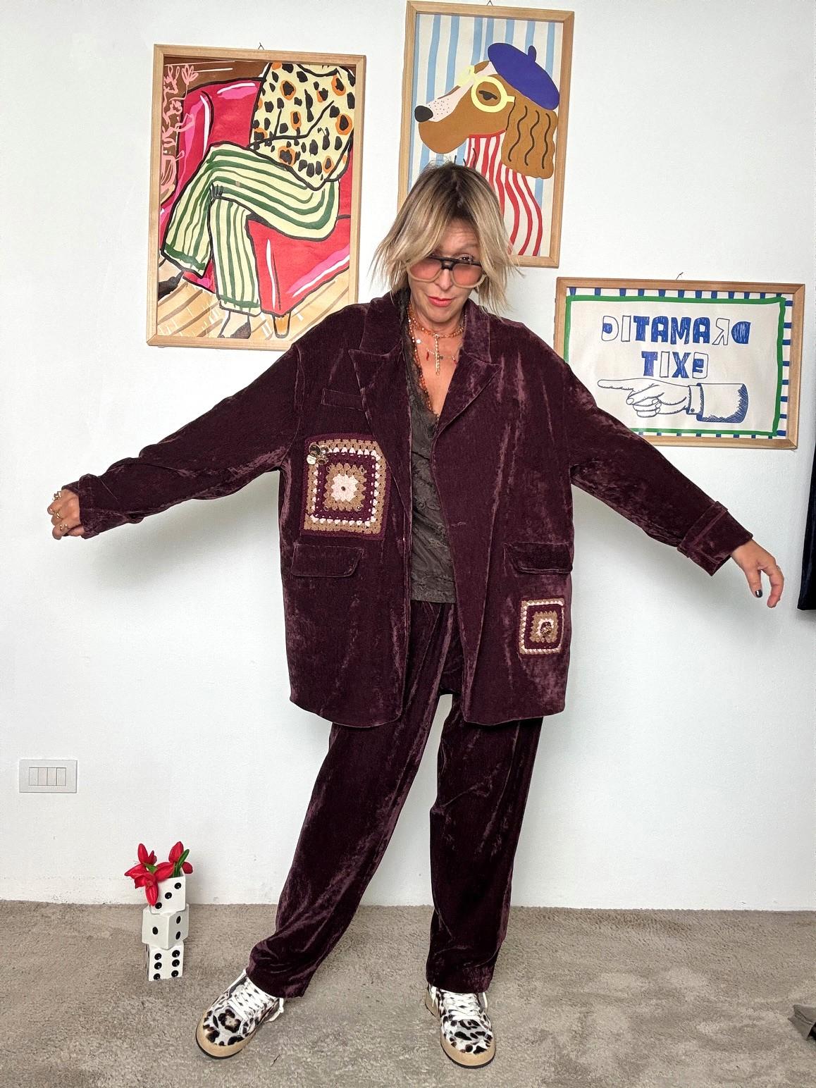 SUSY STAR - Giacca in ciniglia con dettagli crochet VINO STSS2957/ VINO SUSY STAR 