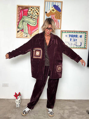 SUSY STAR - Giacca in ciniglia con dettagli crochet VINO STSS2957/ VINO SUSY STAR 