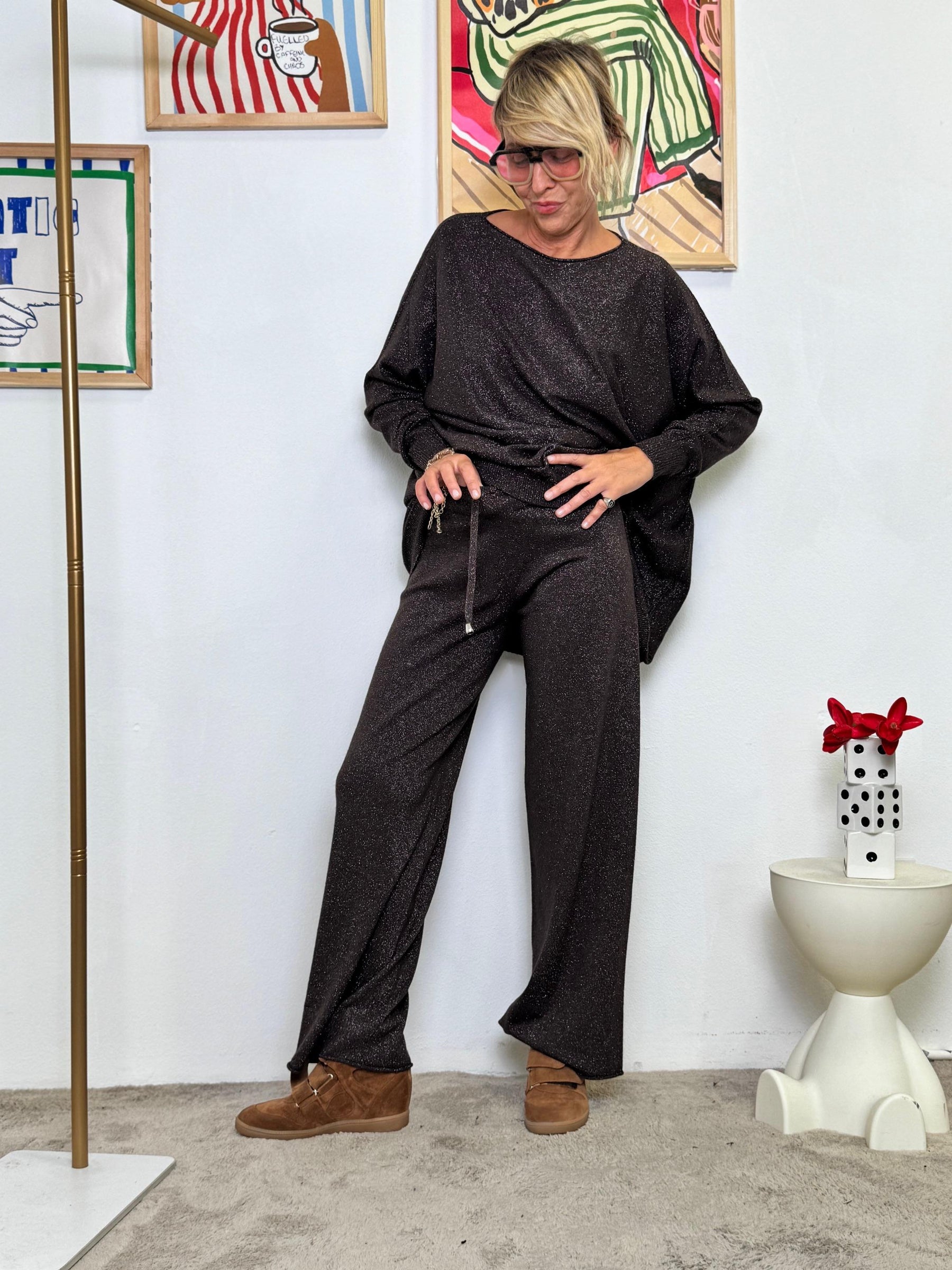 SUSY STAR - Pantalone in Maglia Lurex  Lounge con Luccichio MORO ST570188LX/ MORO SUSY STAR 