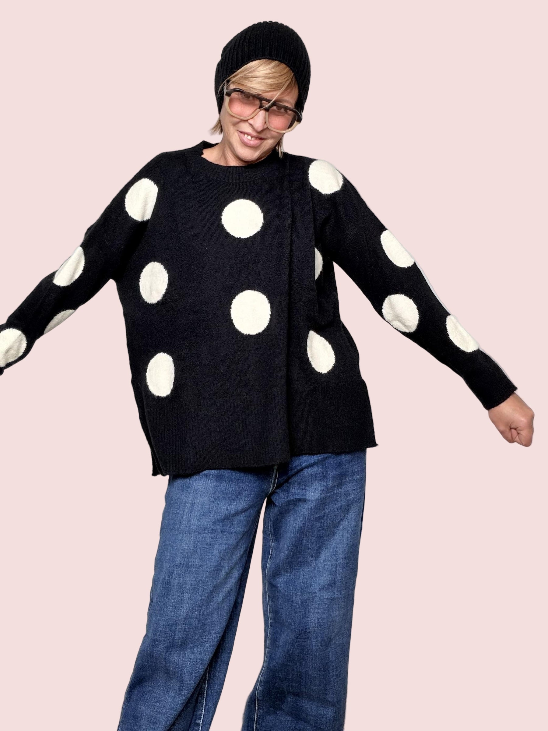 DEJA VU - Maglia Happy Pois NERO A25IL409/ NERO DEJA VU 