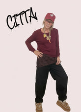 SUSY STAR - Pantalone over in cotone con cintura bandana nero ST3115/ NERO SUSY STAR 