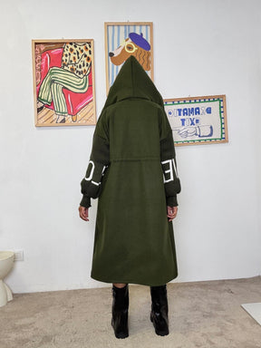 FEMALE - Cappottino in  panno con cappuccio  stile cozy e grinta urbana VERDE BOSCO 80069/ LOVE BOSCO FEMALE 