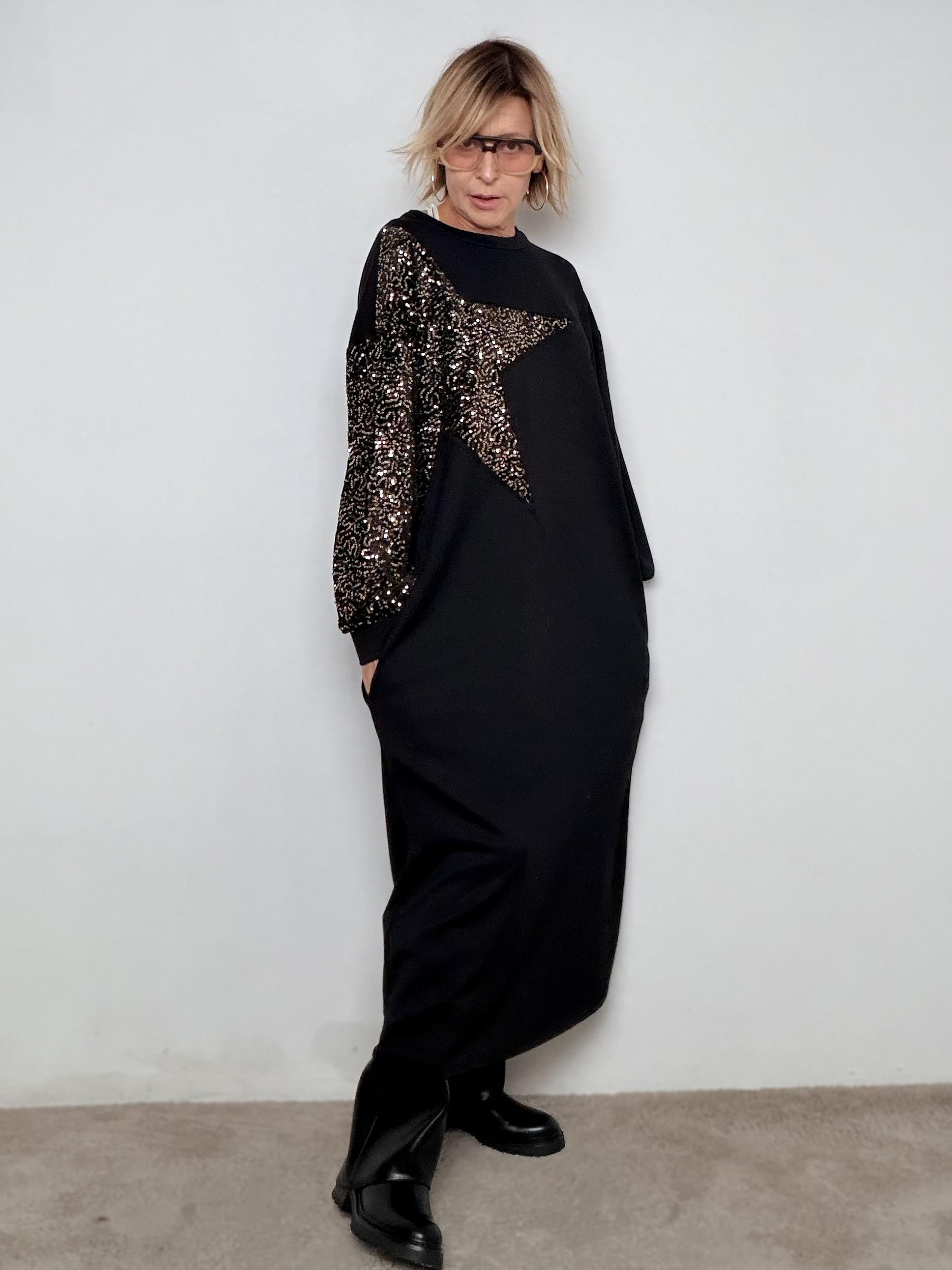 FEMALE - Abito Stella Superstar  comfort che brilla NERO ORO L3M369/ NERO/ORO FEMALE 