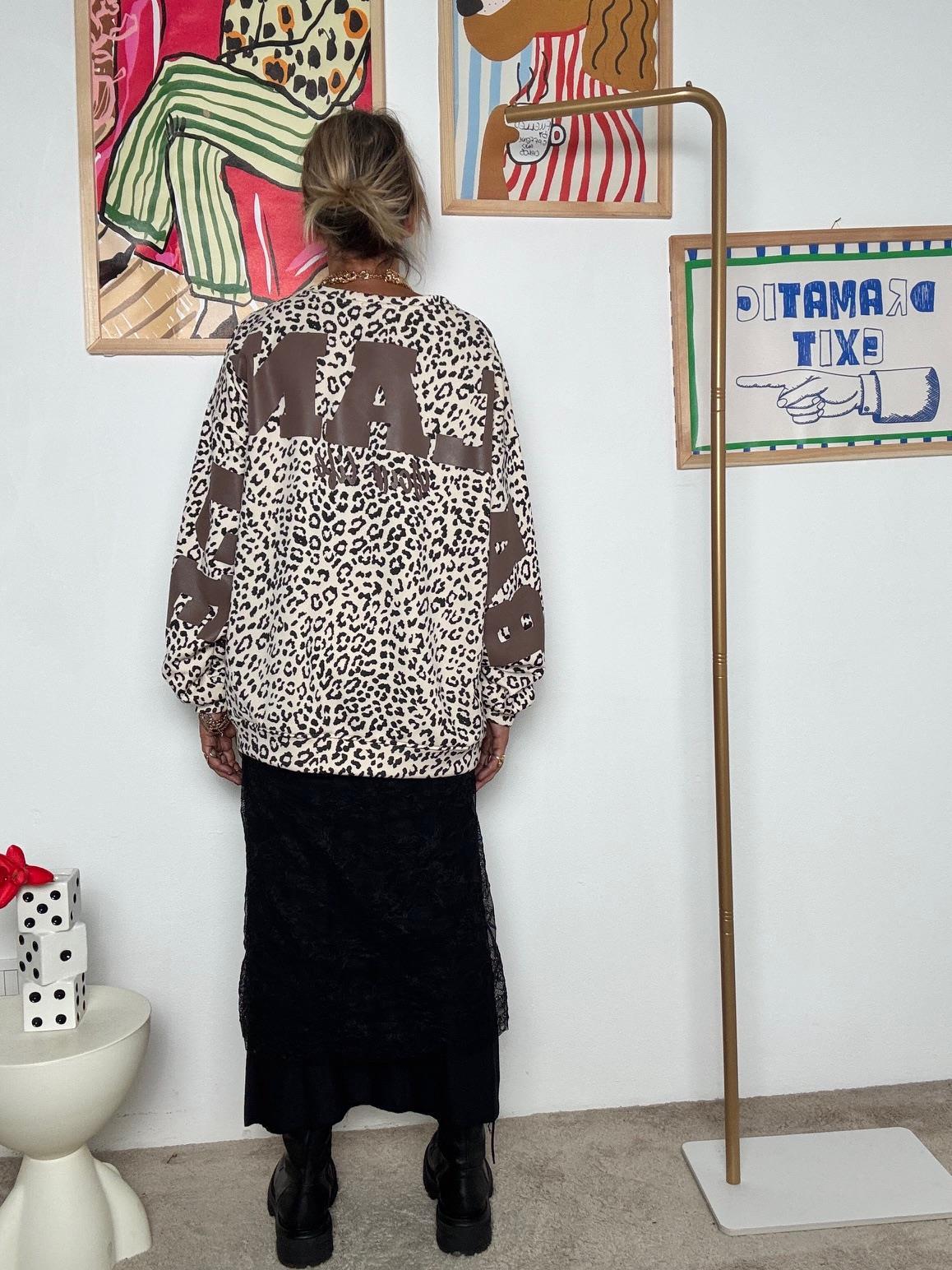 FEMALE - Felpa oversize animalier con stampa posteriore R7612-BALANCE/ MACULATO FEMALE 