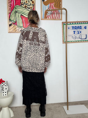 FEMALE - Felpa oversize animalier con stampa posteriore R7612-BALANCE/ MACULATO FEMALE 