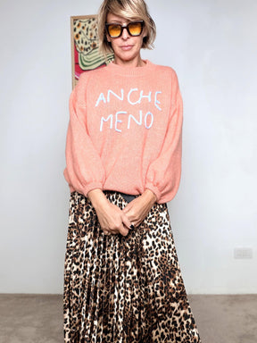 FEMALE - Maglia over con scritta ANCHE MENO SALMONE A3019/ SALMONE FEMALE 