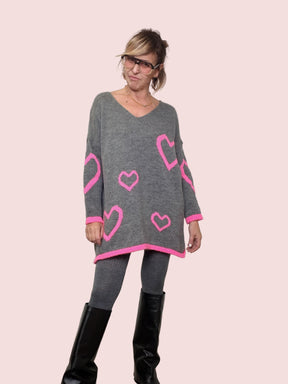 FEMALE - MAGLIA HEARTY OVERSIZE GRIGIO KMACUOREV/ GRIGIO FEMALE 