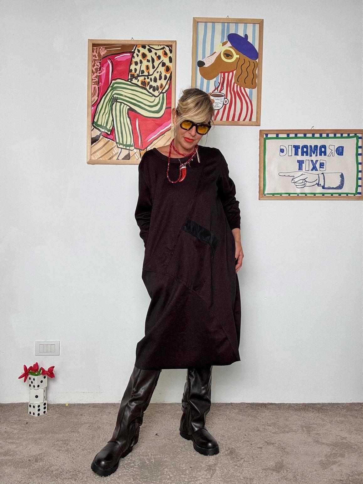 FEMALE - Abito Over con Tasca a Contrasto vino 36582SSXWTH/ VINO FEMALE 