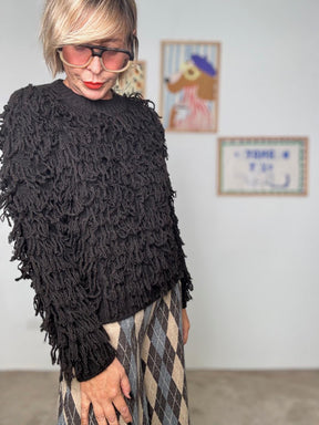 SOUVENIR - Maglia Soft Fringe cioccolato V38A0396/ CIOCCOLATO SOUVENIR 