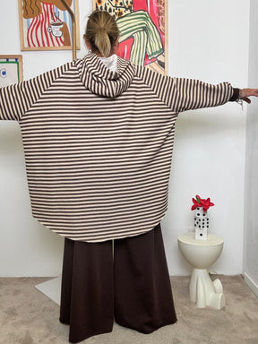 FEMALE - Felpa Oversize a Righe  La Coccola Urbana con Stile Marinaro MARRONE R51238/ BROWN FEMALE 