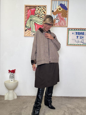 FEMALE - Giacca leggera fantasia check  elegante e versatile WM2572/ MORO FEMALE 