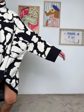 FEMALE - Abito oversize fantasia bianco e nero  Stile cozy e grintoso ZM36002/ MACULATO NERO FEMALE 