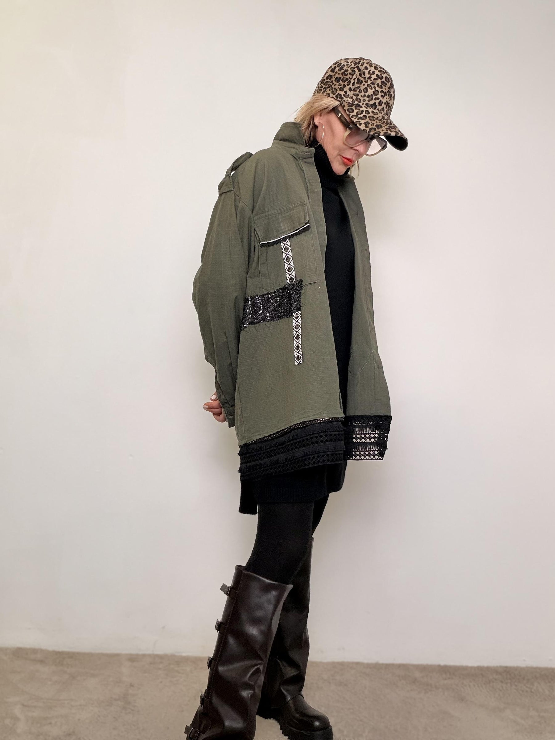 FEMALE - Giacca Teddy Lace  Military chic con ironia U7N2/ VERDE MILITARE FEMALE 