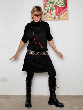 FEMALE - Abito in punto milano con Cintura Traforata in Vita 39076KQCLM+P/ NERO FEMALE 