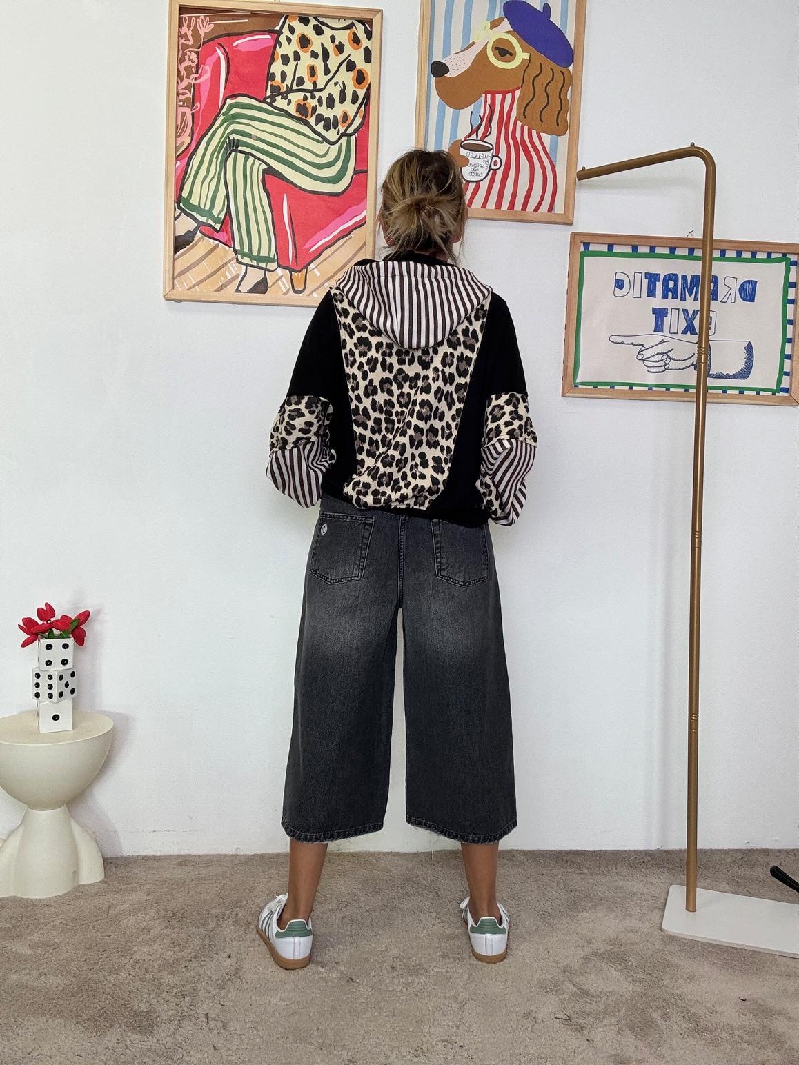 HAVE ONE -Jeans cropped a gamba larga effetto vintage PLS-P020/ NERO HAVE ONE 