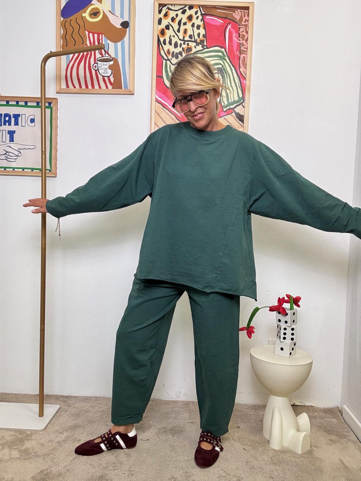 SUSY STAR - Completo Relax in felpa  Chic, Comodo e Pronto allUso VERDE BOTTIGLIA ST50147/ VERDE BOTTIGLIA SUSY STAR 