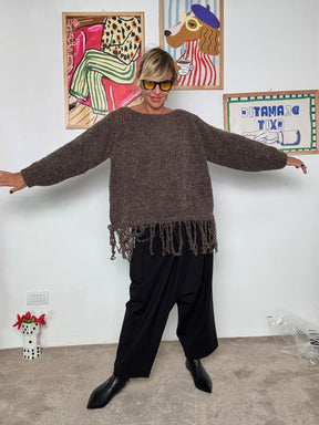 DEJA VU - Maglia oversize con frange decorative MORO A25SS402/ MORO DEJA VU 