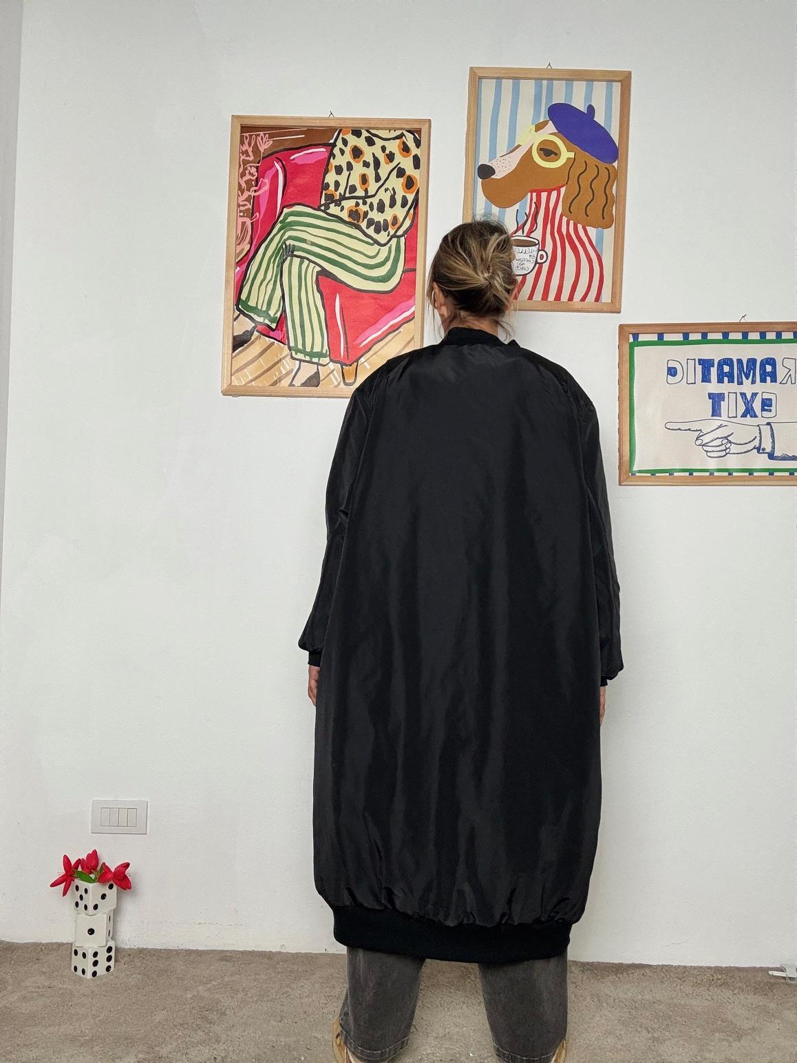 SUSY STAR - Bomber lungo donna  pratico e di tendenza nero ST240802/ NERO SUSY STAR 