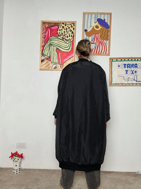 SUSY STAR - Bomber lungo donna  pratico e di tendenza nero ST240802/ NERO SUSY STAR 