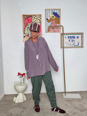 DEJA VU - Camicia over lilla con taschino e collo classico A25AN110/ LILLA DEJA VU 