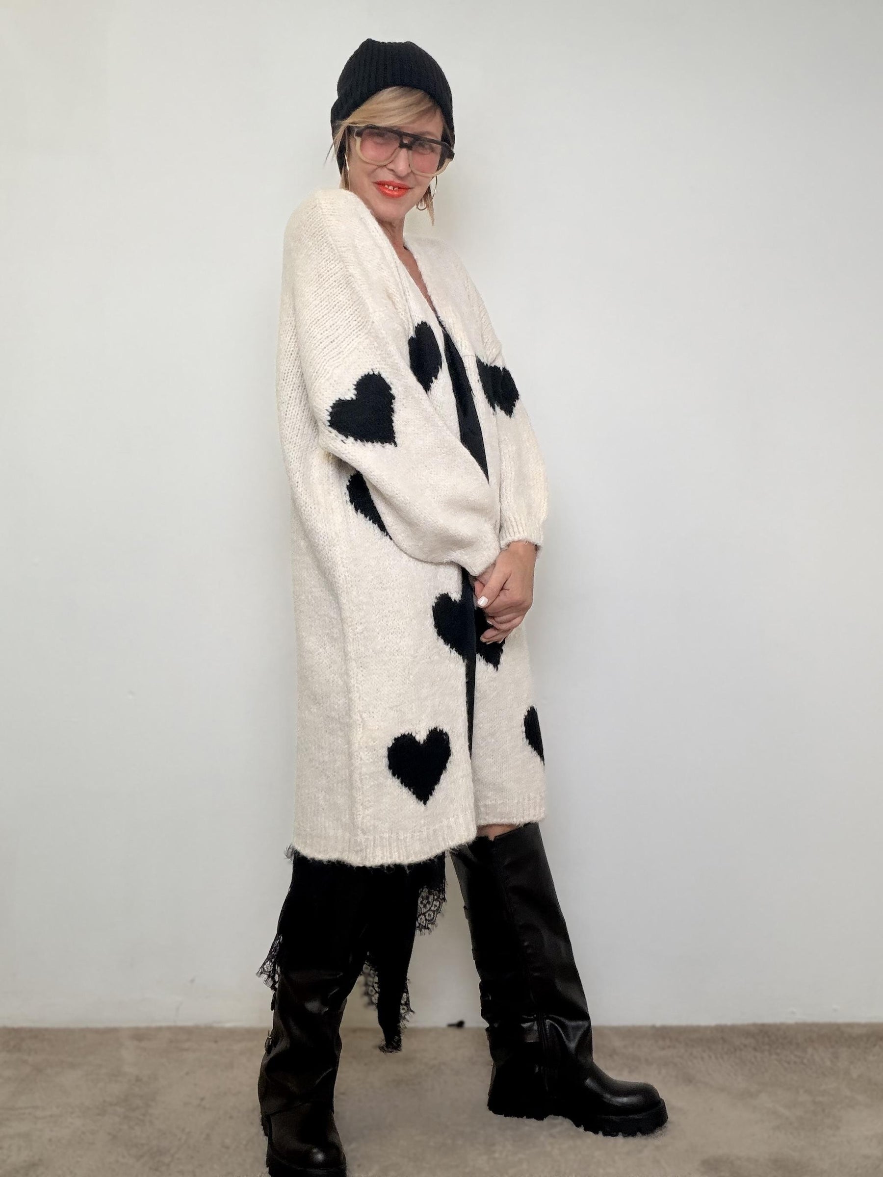 SUSY STAR - CARDIGAN CUORI OVUNQUE PANNA STWM39/ PANNA SUSY STAR 