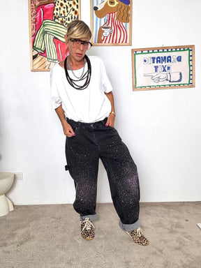 SUSY STAR - Jeans neri donna con strass  denim brillante e grintoso<BR/><BR/> ST3030/ NERO SUSY STAR 