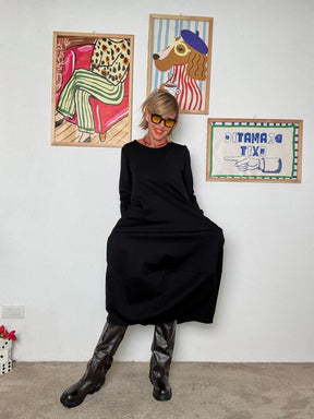 FEMALE - Abito Over con Taglio a Balze nero 36190LMB/ NERO FEMALE 