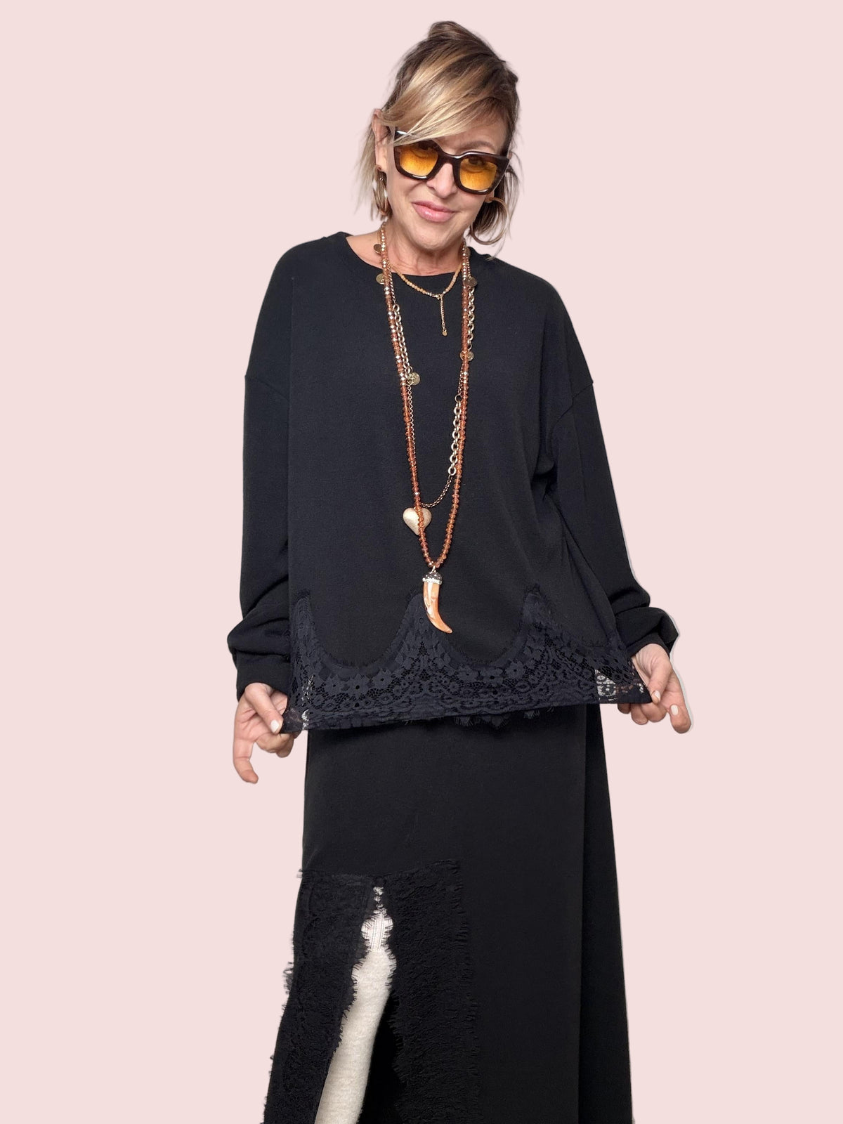 SUSY STAR - MAGLIA SOFT LACE TOUCH STSS3209/ NERO SUSY STAR 