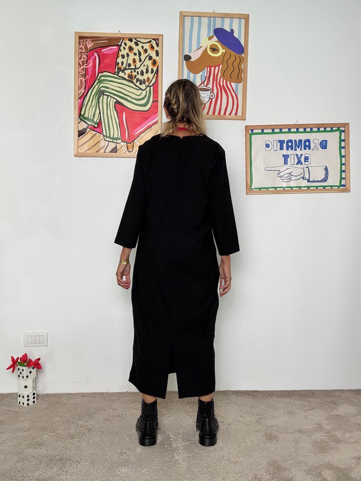 DEJA VU - Abito lungo donna in bengalina  comodo ed elegante NERO A25SG704/ NERO DEJA VU 